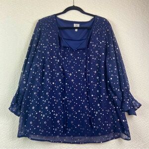 Dressbarn Blue and silver Blouse